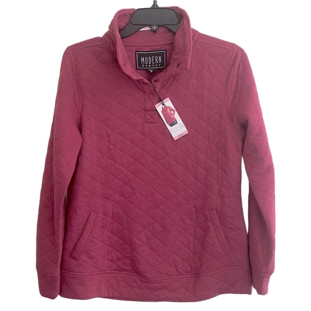 Modern Canvas Women's Berry Long Sleeve Soft Quilted Pullover with Pockets NWT🏷